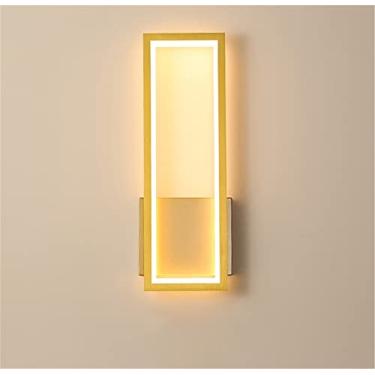 Imagem de Arandela moderna, 16W LED Luminárias de parede internas Quarto Luz de cabeceira Corredor Luzes de parede Arandela moderna Arandela de parede de alumínio acrílico (dourado, quente (2700-3500K