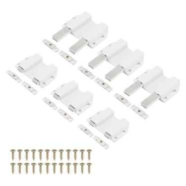 Imagem de PATIKIL 6 travas magnéticas, 11,5 cm x 10 cm, grandes travas duplas de empurrar para abrir porta de toque, trava de pressão para armário para gaveta de fechamento de guarda-roupa de cozinha oculta
