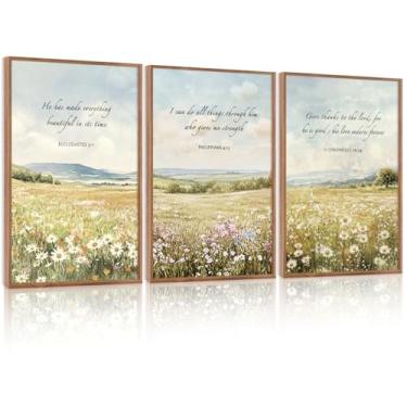 Imagem de LHIUEM 40,6 cm x 60,8 cm x 7,5 cm x 7,5 cm (40,5 x 60,8 x 7,5 cm) tela emoldurada para decoração de parede com versículo religioso de Jesus vintage natureza, flores, obras de arte, escritura, verdade