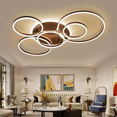 Imagem de Luminária de teto LED moderna, luminária de teto embutida, abajur de acrílico, lustre com controle remoto, iluminação de teto, lustre redondo moderno e chique para sala de 's, quarto/branco/