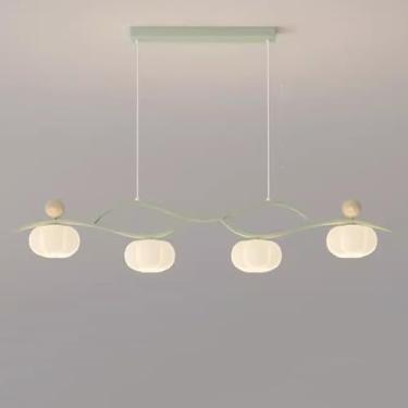Imagem de 3 Luzes Modernas Lineares Pendentes Ilha de Cozinha Regulável LED Linear Lustre Para Mesa de Jantar Nordic Green Flower Long Strip Teto Pendurado Lâmpada Para Escritório Restaurante