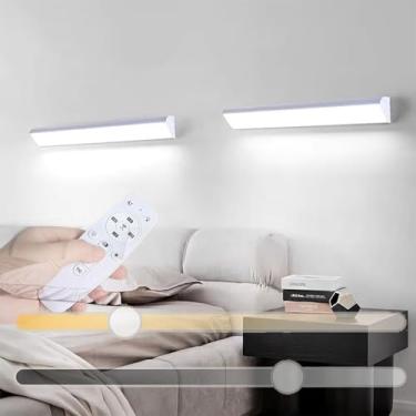 Imagem de Luminária de parede com controle remoto, faixa longa, luminária de parede externa/interna, regulável infinitamente de 10% a IP65, à prova de chuva, arandela de acrílico, jardim para pátio, e