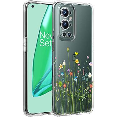 Imagem de Unov Capa compatível com OnePlus 9 Pro 5G transparente com design TPU macio absorção de choque fina padrão em relevo capa protetora traseira OnePlus 9 Pro 5G capa 6,7 polegadas (buquê de flores)