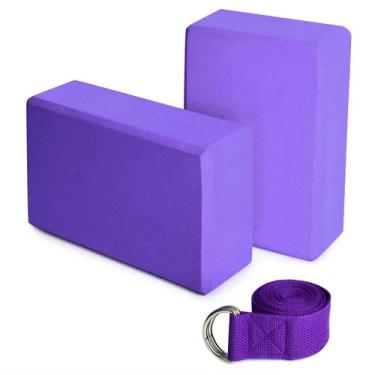 Imagem de Conjunto de ioga Bulaned, 2 blocos de ioga de EVA e 1 alça de algodão 
