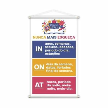Imagem de Preposições Em Inglês In On At Banner Pedagógico 80X50Cm - Plimshop