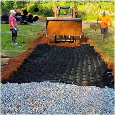 Imagem de Grade de solo de cascalho, grade de estabilização permeável HDPE de 5 cm de espessura, para passarelas de pátio de paisagismo, grades de controle de erosão de lama, fácil de instalar e cortar