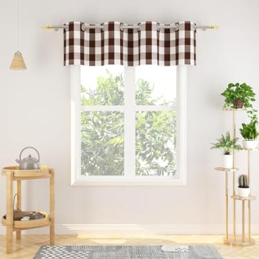 Imagem de NATUS WEAVER Cortina xadrez de búfalo Valance 45,7 cm, saia xadrez guingão, painéis de cortina de janela para sala de estar, cortinas quadriculadas de quarto, ilhós, tratamento de janela, 1 painel