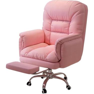 Imagem de Cadeira De Escritório Em Casa, Cadeira De Escritório Ergonômica, Cadeira De Computador Reclinável Estofada De 360 ° Com Encosto Inclinável, Cadeira De Mesa Aj, Pink, With Footrest
