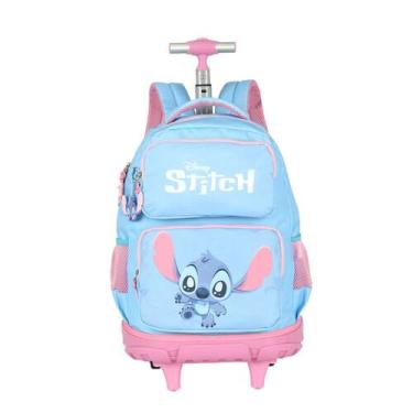 Imagem de Mochila Escolar Rodinhas Stitch Disney Meninas Juvenil - Luxcel, Azul