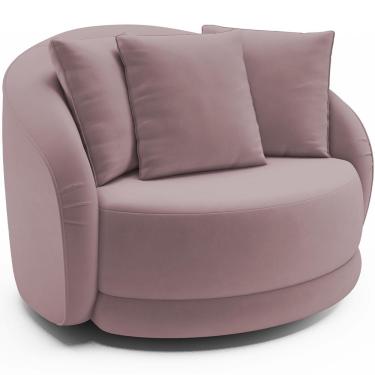 Imagem de Poltrona Decorativa Para Sala de Estar Base Giratória Witta M03 Veludo Rosê - Lyam Decor