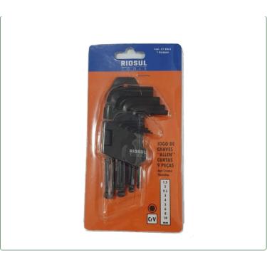 Imagem de Jogo de Chaves Allen Curtas 9 pçs CrV R010061 - Riosul Tools