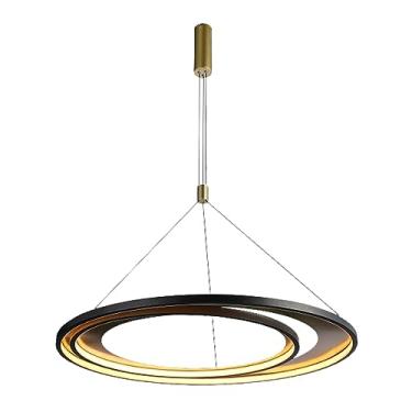 Imagem de PENDENTE LOOP PRETO E DOURADO (D)82 + 62CM (A)2,2CM 1X76W 3000K 2280LM LED