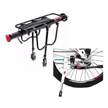 Imagem de Kit Ciclista Viagens Bagageiro Em Aluminio Reforçado Para Alforges Bolsas + Pesinho Descanso Bicicletas 24 Ate 29 Top De Linha Premium