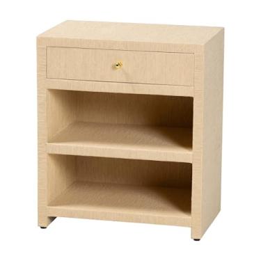 Imagem de Bali & pari William Grasscloth Criado-mudo, 1 gaveta, marrom claro/dourado