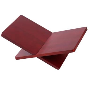 Imagem de Suportes de livros de madeira maciça – suporte de exibição de livros, suporte de livros de culinária, suporte para livros didáticos, suporte de livro de receitas, suporte de livro aberto/vermelho