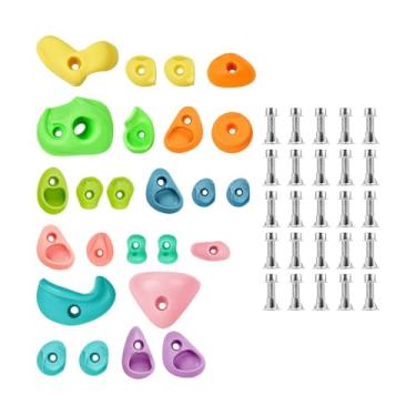 Imagem de KiBcsLic 25x Suportes de parede de escalada coloridos para exercícios em parquinhos e exercícios no quintal