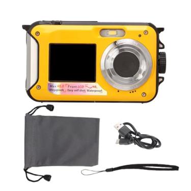Imagem de GLOGLOW 48MP 10 Pés de Câmera Subaquática Telas Duplas de 2, 7k Resolução de Vídeo 128 GB para Busca de Aventura Abs Red (Amarelo)