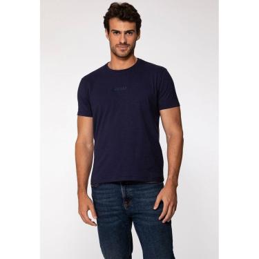 Imagem de Camiseta Guess Masculina Bordado Centro Azul Marinho-Masculino