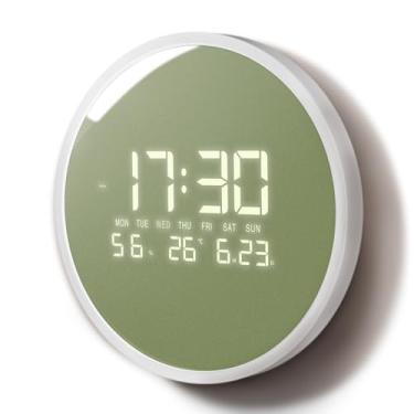 Imagem de SCOAGE Relógio de parede digital LED para casa (cinza)