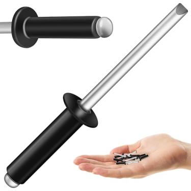 Imagem de Mywish (350 peças) 5/81.3 cm x 1/5.1 cm Black Blind Pop Rebites de alumínio e mandril de aço, rebites abertos 5/32 para metal