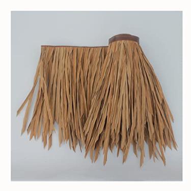 Imagem de Rolo de corredor de palha de palmeira artificial, 50 cm de largura PE Tiki Hut Bar Painéis de telhado de corredor de palha Decorações tropicais para telhados decorativos pavilhões guarda-sóis (amarelo