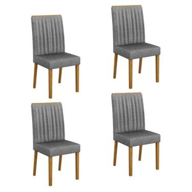 Imagem de Kit 4 Cadeiras para Sala de Jantar Pés em Madeira Maciça Mari - Valdem