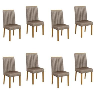 Imagem de Kit 8 Cadeiras para Sala de Jantar Pés em Madeira Maciça Mari - Valdem