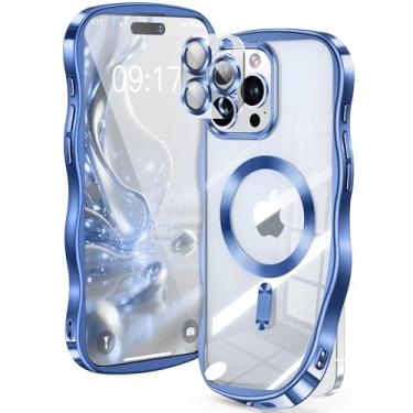 Imagem de [Anel de CD e borda ondulada encaracolada] para iPhone 15 Pro, 2025 atualizada [proteção total da câmera] [compatível com Mag-Safe] Capa transparente macia não amarelada para 15 Pro 6,1 polegadas