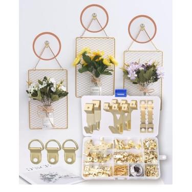 Imagem de Kit de pendurar 250 peças, ganchos de parede resistentes com pregos para pendurar imagens, ferragens para pendurar imagens adequadas para locatários, inclui cabides e ganchos de parede para molduras e