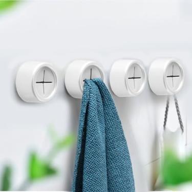 Imagem de Ganchos adesivos de toalha de prato de cozinha – pacote com 4 suportes de toalha para armário, gancho de toalha de mão, suporte de pano de prato para banheiros, cozinhas, garagens, trailers, fácil