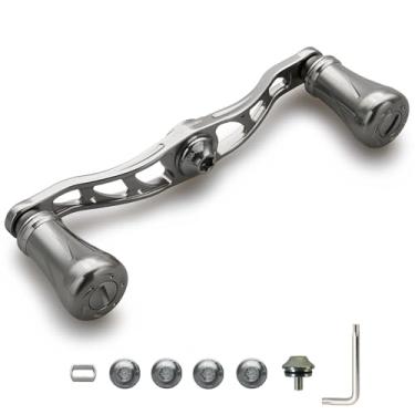 Imagem de HEIGHTEN Carretel de pesca de 105 mm com botão de 19 mm para Shimano Daiwa Abu Garcia Penn Kastking Lew's Baitcasting Reel Power Crank Acessório (prata) (1159)