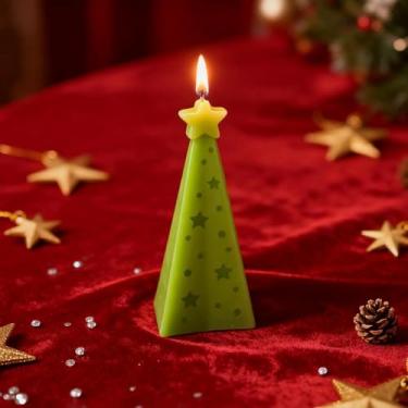 Imagem de 1 molde de vela poligonal de silicone, molde de Natal de silicone reutilizável, adequado para reuniões de férias