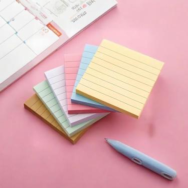 Imagem de Notas adesivas forradas com linhas 7,6 x 7,6 cm, anotadas por Post it, blocos de notas coloridos super aderentes, escritório, casa, escola, 200 folhas/bloco