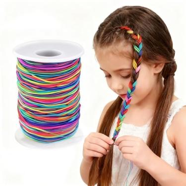 Imagem de Cordão elástico de 1 mm de 50 metros, cordão elástico multicolorido para fabricação de joias – Fio de contas forte para pulseiras, colares, artesanato DIY e pulseiras de amizade arco-íris