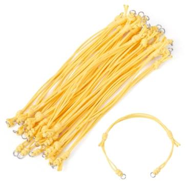 Imagem de 20 peças de pulseiras ajustáveis de poliéster encerado coreano com anéis de salto para pulseiras da amizade, fabricação de joias, artesanato, suprimentos dourados, 23,5 cm (9-1/4 pol.)