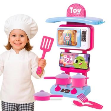 Imagem de Cozinha De Brinquedo Fogão Completo Panelinhas e Utensilios Infantil Brinquedo Menina 3 Anos