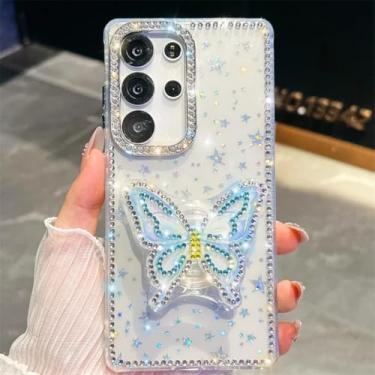 Imagem de Capa para Galaxy A16 5G Glitter Star Butterly Stand Capa de celular fofa (para Galaxy A16 5G/Clear Star)
