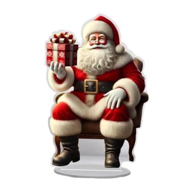 Imagem de Ioensy Placa de acrílico 2D do Papai Noel, enfeite de mesa, decoração natalina, centro de mesa, Style B