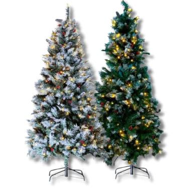 Imagem de Árvore de Natal Gigante Baviera de 1,80m com 818 Galhos Super Realistas, Iluminada, e com base de Ferro | Pinheiro de Luxo para Decoração Natalina em casa, Empresa ou Vitrine