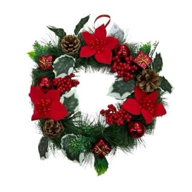 Imagem de Guirlanda Natal 23cm com Placa Pinha e Esquilo - Enfeite de Porta Decorado para Decoração Natalina(7 30cm)