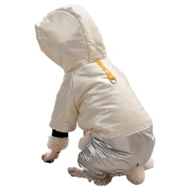 Imagem de apott Casaco de inverno branco quente para cachorrinho com capuz jaqueta impermeável para cães pequenos macacão roupas de neve roupas para caminhadas internas ao ar livre, P