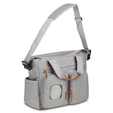 Imagem de Bolsa Multifuncional em Poliéster Cinza 29L com Porta Lençinhos – Bolsa Organizada com Múltiplos Bolsos e Alças em PU para Dia a Dia, Trabalho e Passeios