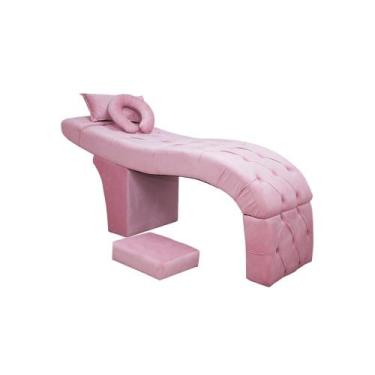 Imagem de Maca Estética E Escada Para Extensão De Cílios Veludo Rosa - SOFA STOR