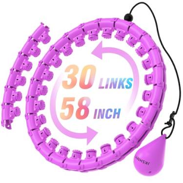 Imagem de JKSHMYT Argolas de Hula com peso pesado para perda de peso, aro Infinity Fit Plus Size, 30 elos destacáveis, argola de exercício para mulheres e iniciantes (roxo)
