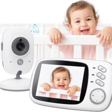 Imagem de Babá Eletrônica com Câmera HD, Tela LCD, Visão Noturna e Áudio Bidirecional – Acompanhe o Sono do Bebê com Segurança e Conforto até 300 m