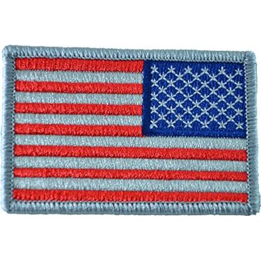 Imagem de Papapatch Bandeira tática reversa dos EUA EUA Estados Unidos da América bordado gancho e laço com fecho de toque - prata suave (Hook-USA-REV-SS)