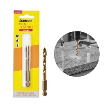 Imagem de Broca Para Porcelanato Granito e Mármore Aço Ponta Titânio Stamaco, 8 