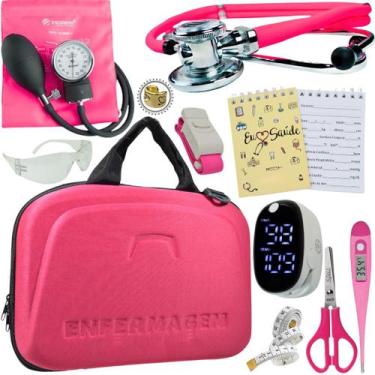 Imagem de Kit Enfermagem Pamed Premium Aparelho Esteto Medidor Glicose - Love Sa