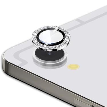 Imagem de Luchantle 2 conjuntos compatíveis com Galaxy Tab S11 5G protetor de lente de câmera, vidro temperado 9H, acessórios de decoração de anel de metal (Bling-prata)