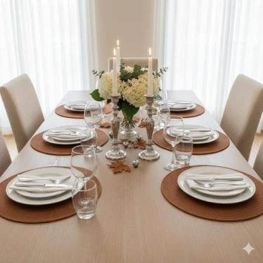 Imagem de Kit Jogo Americano Redondo Mesa Decorativo Jantar Descanso de Prato - 